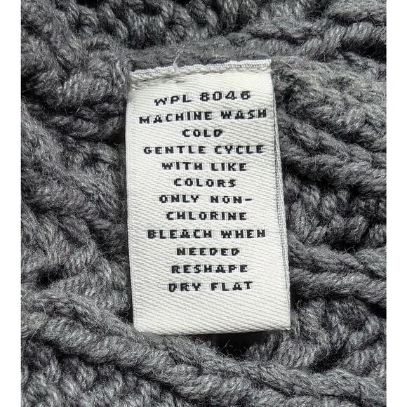 Vintage Y2K Sweater Poncho Shawl Gray Pointelle Knit Button Front Misses Size M - Picture 6 of 6